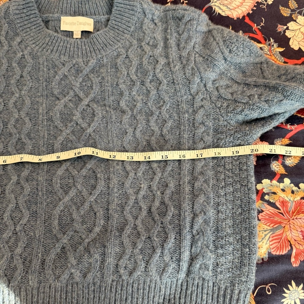 Favorite Daughter Wool and Cashmere Blend Cable Knit Sweater Light Blue size S - Picture 9 of 12